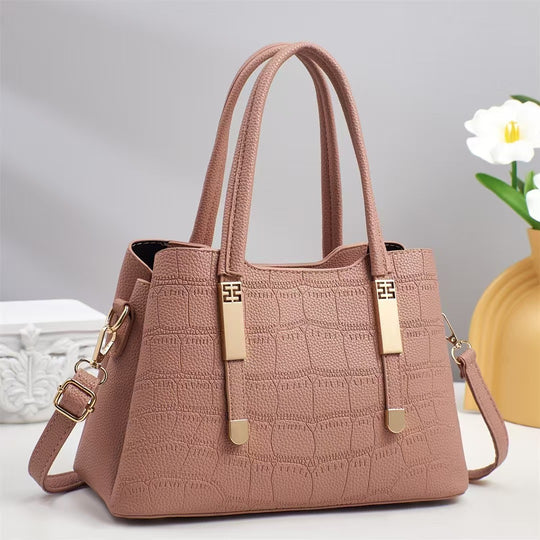 Damen elegante Handtasche mit strukturiertem Krokodil-Leder-Look und abnehmbarem Schulterriemen Nord Taschen