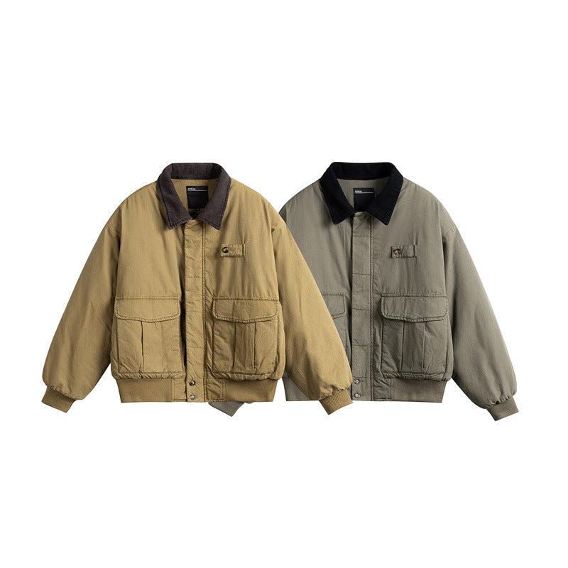 Herren Kurz geschnittene Utility-Blousonjacke mit Kordkragen und aufgesetzten Pattentaschen Nord Taschen