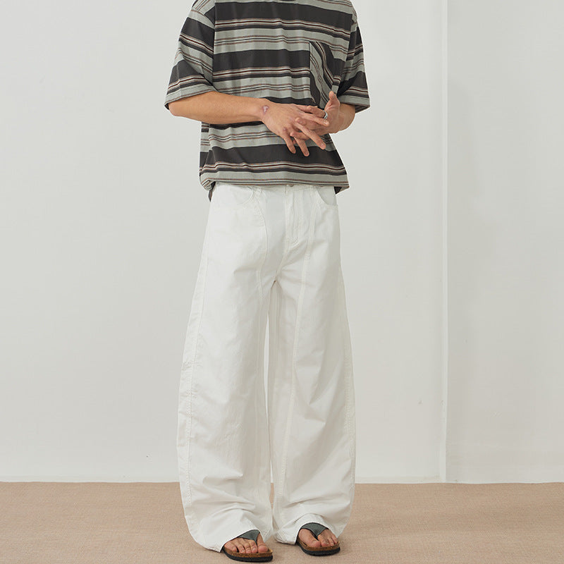 Herren Extraweite Baggy-Hose aus leichtem Baumwoll-Twill mit Tunnelzugsaum und Teilungsnähten Nord Taschen