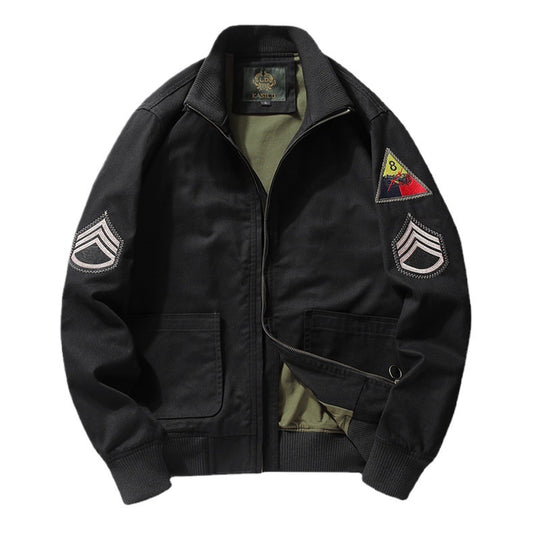 Herren Military-inspirierte Field-Bomberjacke mit Abzeichen, gerippten Bündchen & Zwei-Wege-Reißverschluss Nord Taschen