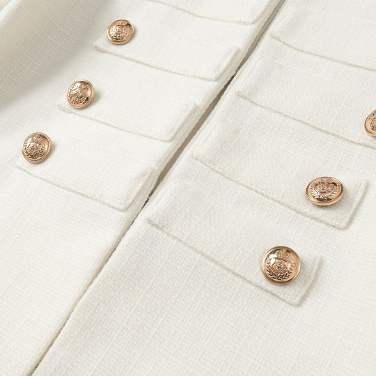 Damen Kurzjacke im militärischen Stil mit goldfarbenen Zierknöpfen Nord Taschen