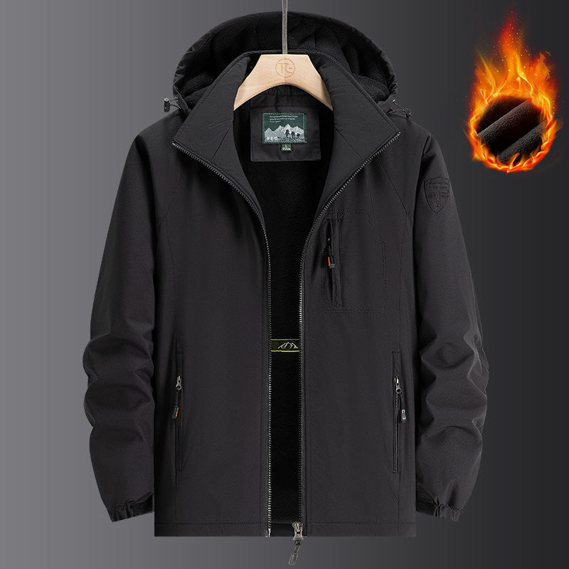 Herren Wetterfeste Softshelljacke mit durchgehendem Fleece-Innenfutter, verstellbarer Kapuze und winddichter Membran Nord Taschen