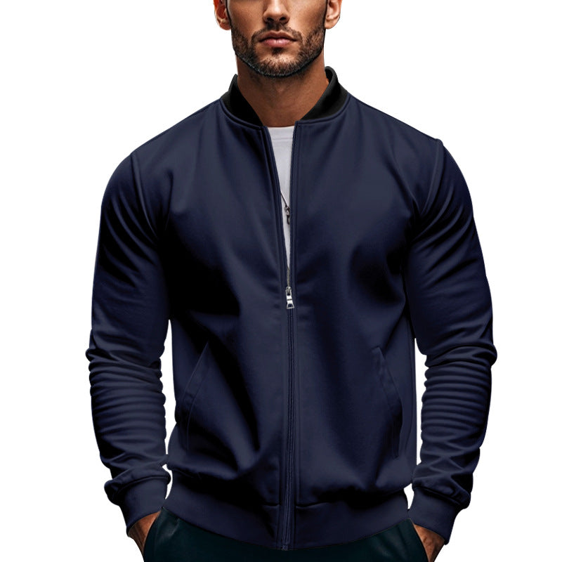 Herren sportliche Jacke mit hohem Kragen und seitlichen Eingrifftaschen