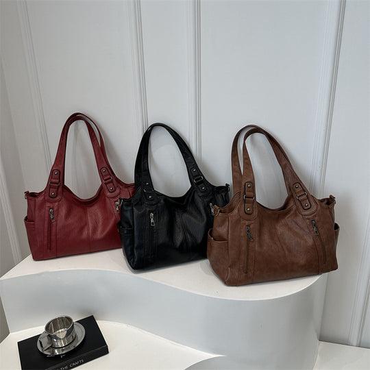 Damen geräumige Handtasche aus hochwertigem Kunstleder mit praktischen Außentaschen Nord Taschen