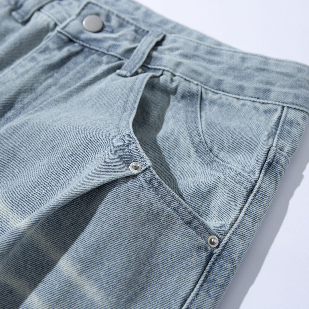 Damen Hochtaillierte weite Cropped-Jeans mit Bundfalten und Utility-Taschen Nord Taschen