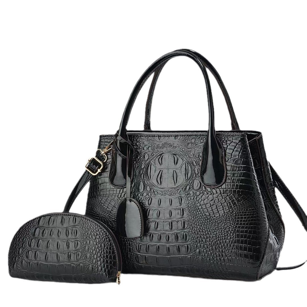 Damen Handtasche mit elegantem Krokodil-Look und abnehmbarer Clutch Nord Taschen