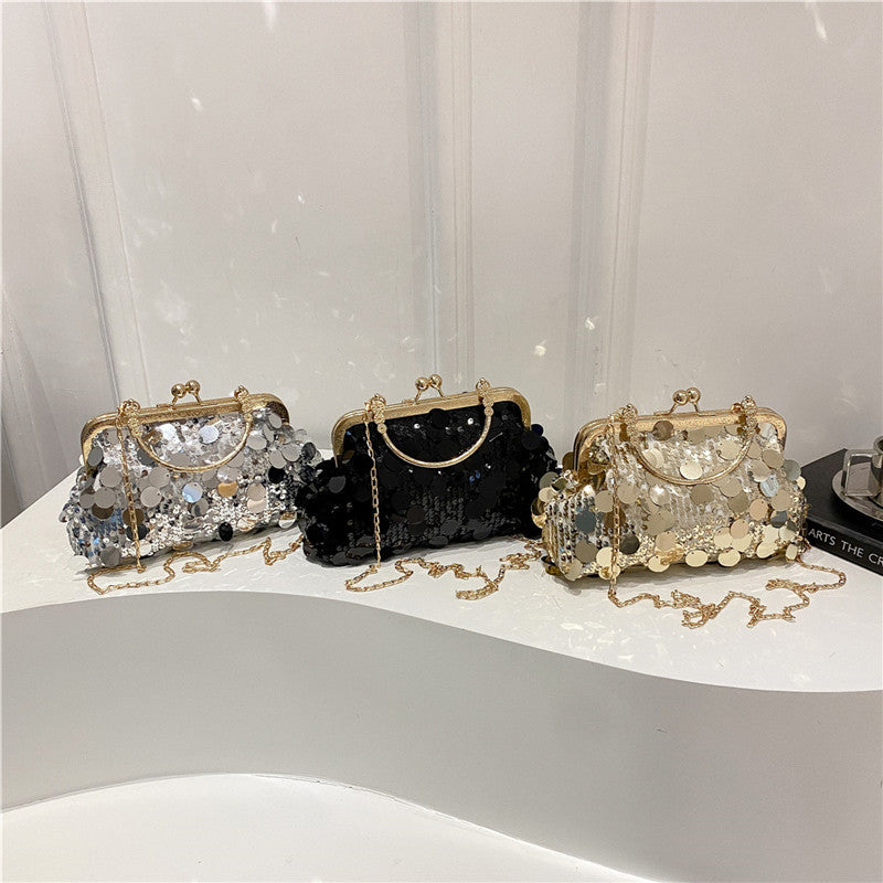 Damen glamouröse Clutch Tasche mit funkelnden Pailletten Nord Taschen