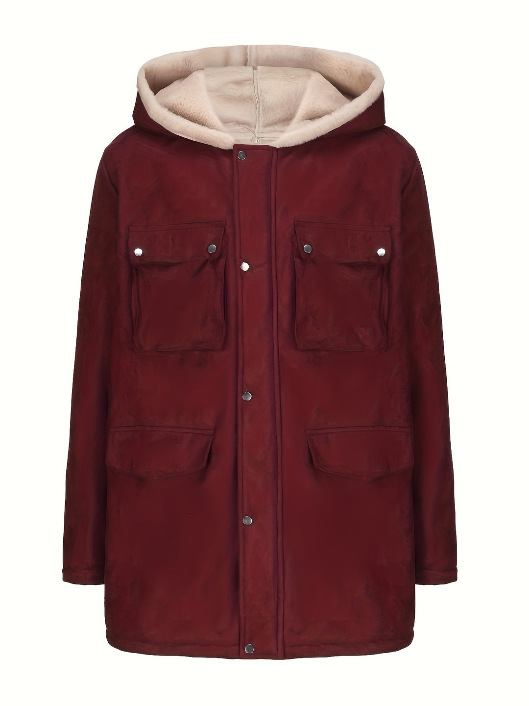 Herren Parka im Field‑Stil mit Teddyfutter in Kapuze, aufgesetzten Pattentaschen und Druckknopfverschluss Nord Taschen