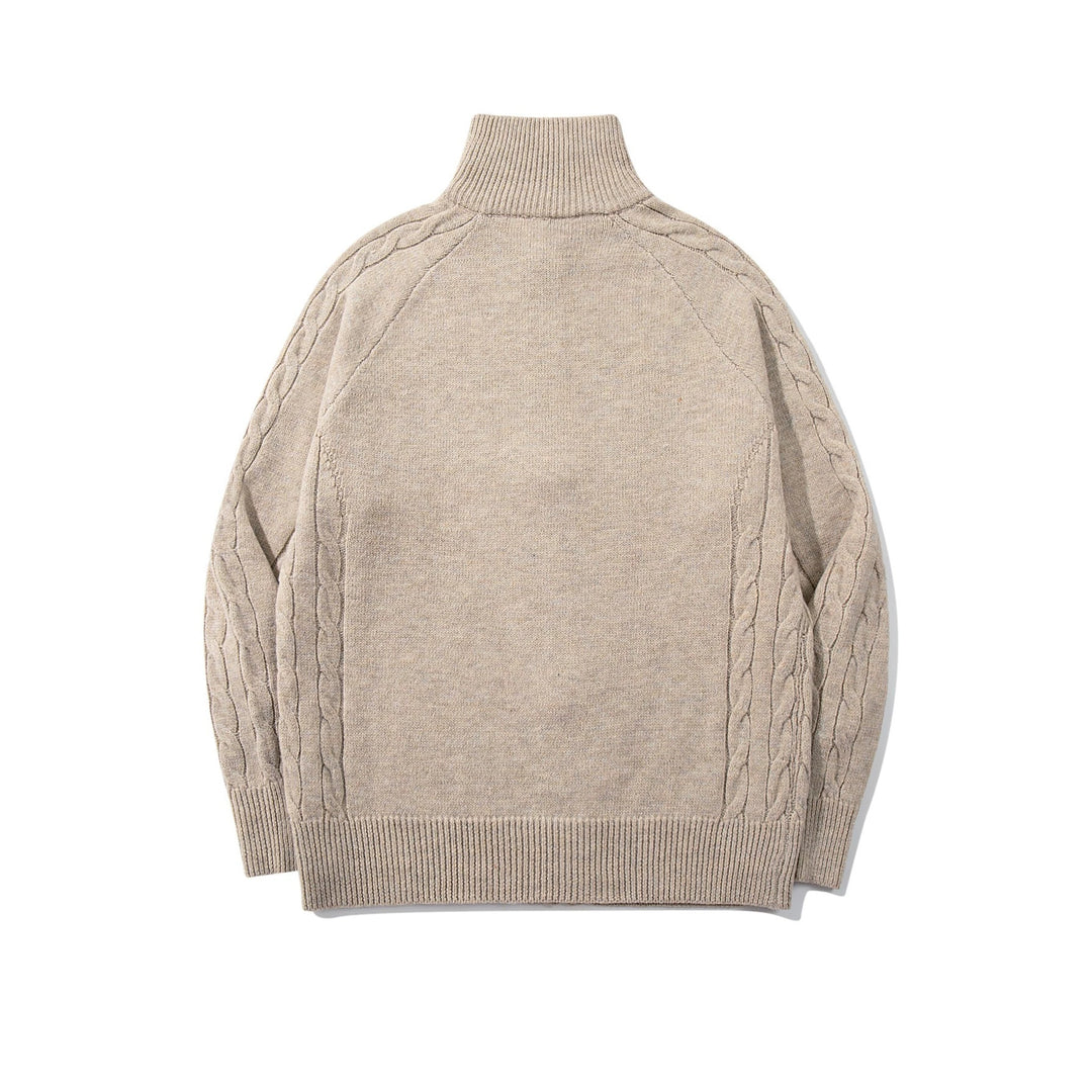 Herren Grobstrick‑Zipjacke mit Funnelkragen, Raglanärmeln und Zopfmuster Nord Taschen