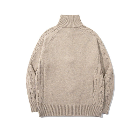 Herren Grobstrick‑Zipjacke mit Funnelkragen, Raglanärmeln und Zopfmuster Nord Taschen