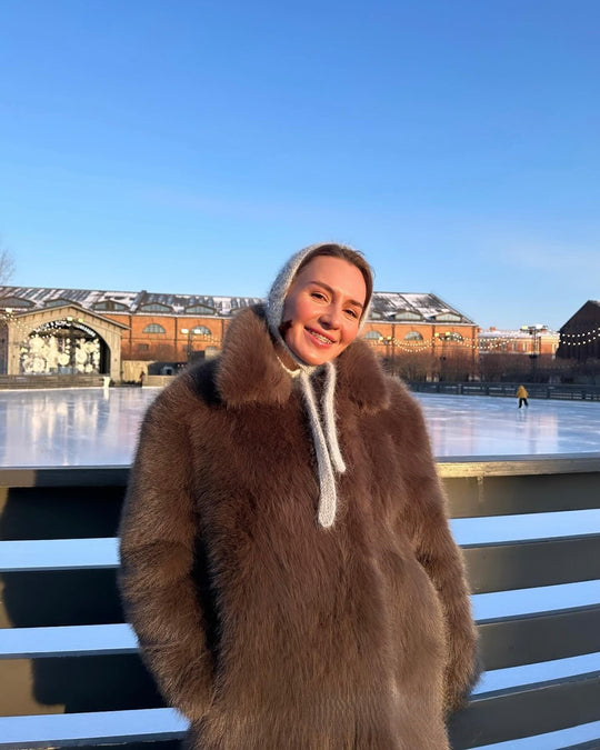 Damen Langfloriger Oversize Kunstpelz‑Mantel mit Boxy‑Silhouette und offenem Schnitt Nord Taschen