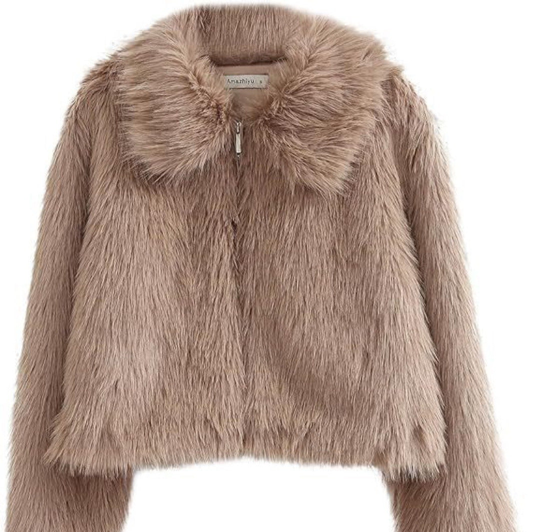 Damen Kurzes Shaggy‑Faux‑Fur‑Blouson mit dichtem Hochflor und kastiger Cropped‑Passform Nord Taschen