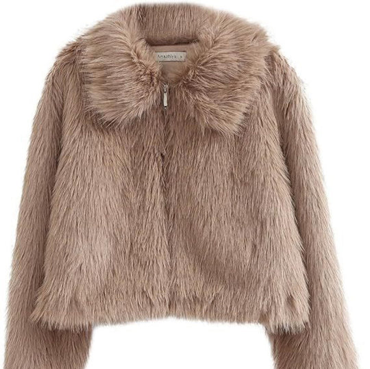 Damen Kurzes Shaggy‑Faux‑Fur‑Blouson mit dichtem Hochflor und kastiger Cropped‑Passform Nord Taschen