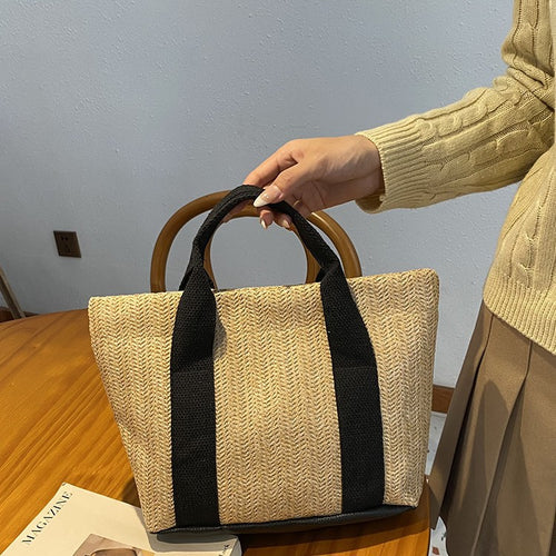 Damen stilvolle Tragetasche aus natürlichem Material Nord Taschen
