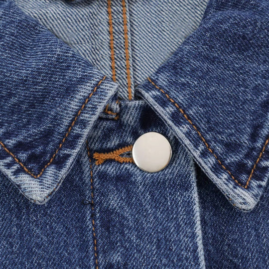 Damen Kurzer Boxy-Jeansblouson mit oversized Manschetten und aufgesetzten Taschen Nord Taschen
