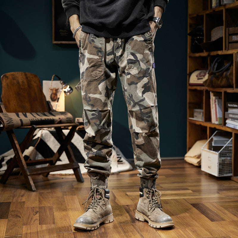 Herren Camouflage-Cargo-Jogger mit elastischem Bund, Utility-Taschen und Kordelzug Nord Taschen