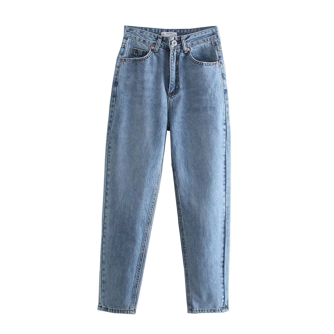Damen Hochtaillierte Denim-Jeans mit konisch zulaufendem Bein Nord Taschen