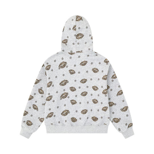 Damen Reißverschluss-Hoodie im Casual-Look mit Lippen‑Motiv und Punktmuster Nord Taschen