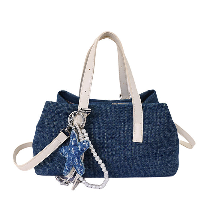 Damen Denim Shopper-Tasche mit abnehmbarem Anhänger Nord Taschen