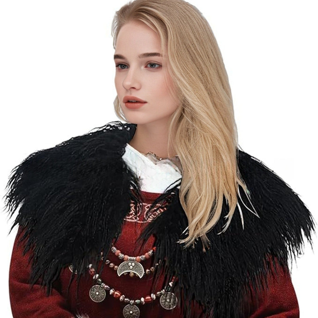 Damen Federbesetzte Schulterstola im Capelet‑Stil mit weichem Kunstfellkragen Nord Taschen