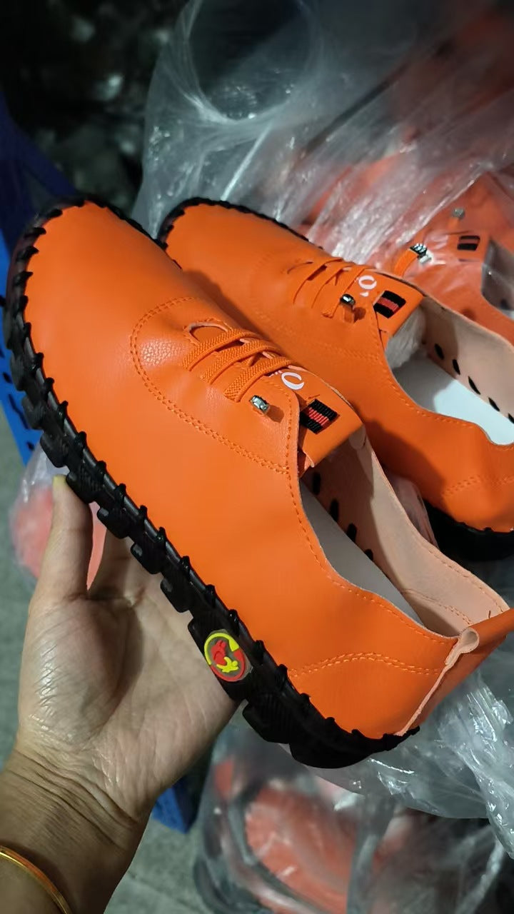 Damen Leichter, weicher Slipper mit handgenähter Gummisohle und elastischer Schnürung Nord Taschen