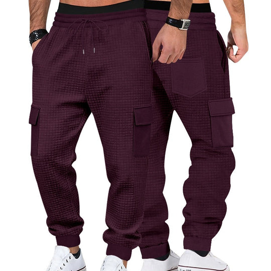 Herren Texturierte Waffel-Cargo-Jogginghose mit elastischem Bund und Multifunktions-Taschendesign Nord Taschen