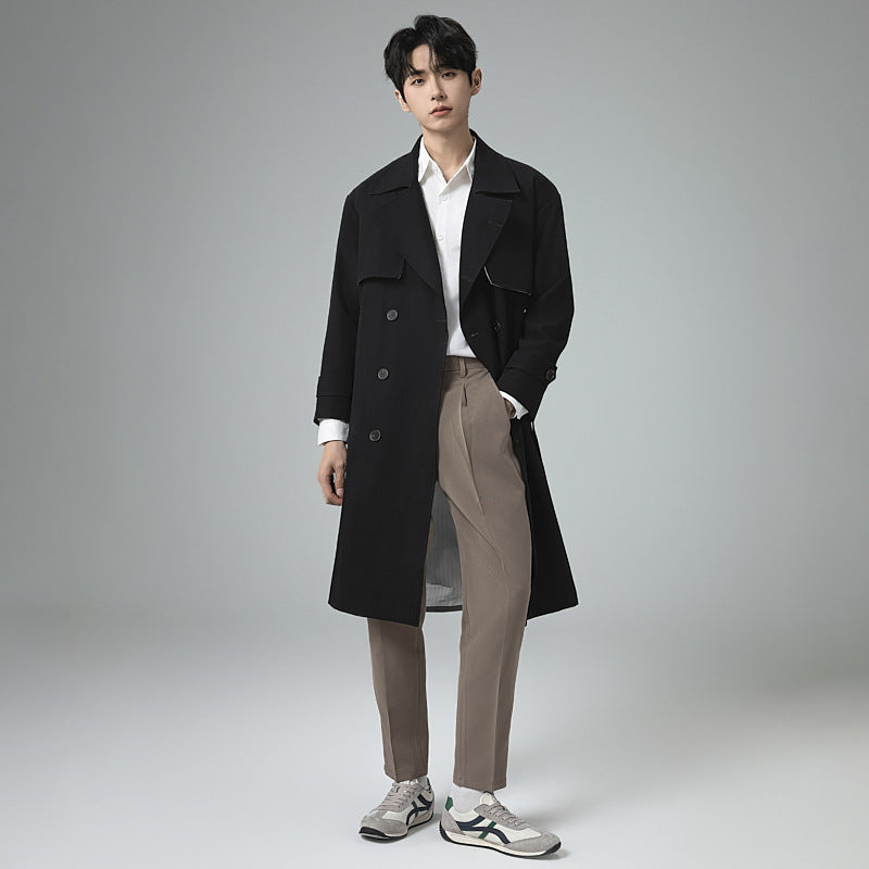 Herren Oversized Doppelreihiger Wollmix-Trenchcoat mit Schalkragen und Überschlagblende Nord Taschen
