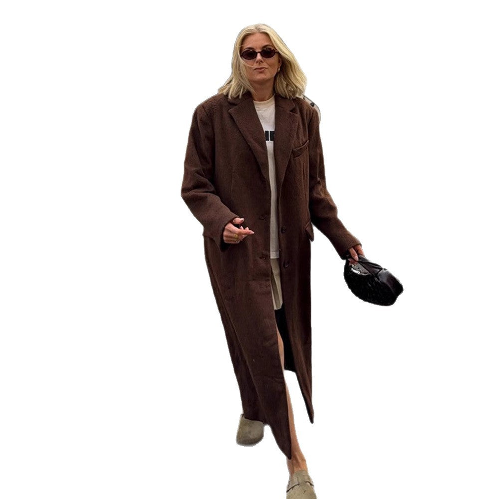 Damen Maxilanger Boxy-Mantel aus Teddy-Fauxfur mit Reverskragen und Eingrifftaschen Nord Taschen
