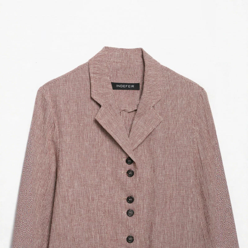 Damen taillierter Hemdblazer aus strukturierter Baumwollmischung mit Knopfleiste Nord Taschen