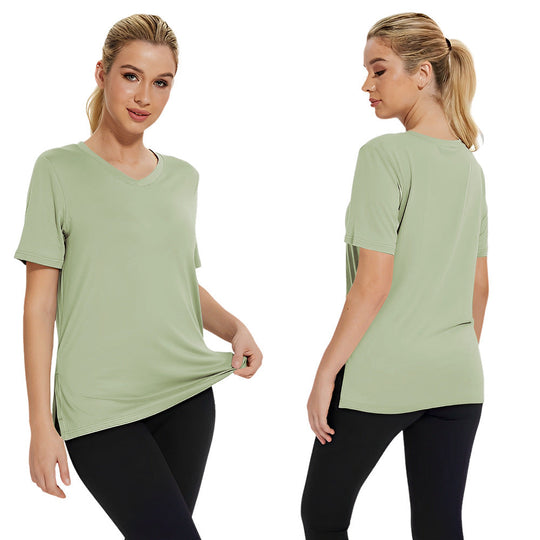 Damen Funktionales V-Ausschnitt Sportshirt mit atmungsaktiver Technologie Nord Taschen