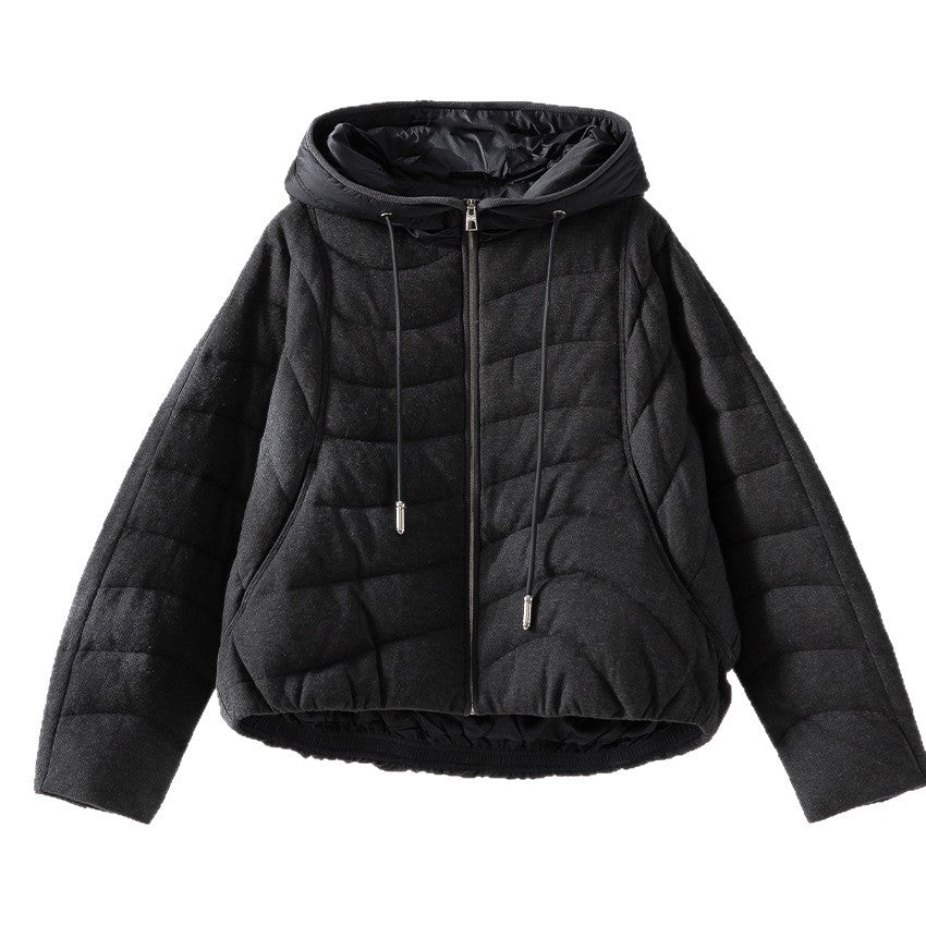 Damen gesteppte Kapuzen-Winterjacke mit tailliertem Gummizug Nord Taschen
