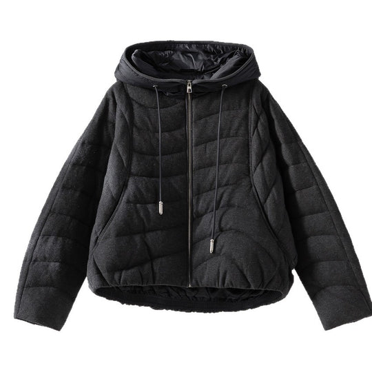 Damen gesteppte Kapuzen-Winterjacke mit tailliertem Gummizug Nord Taschen