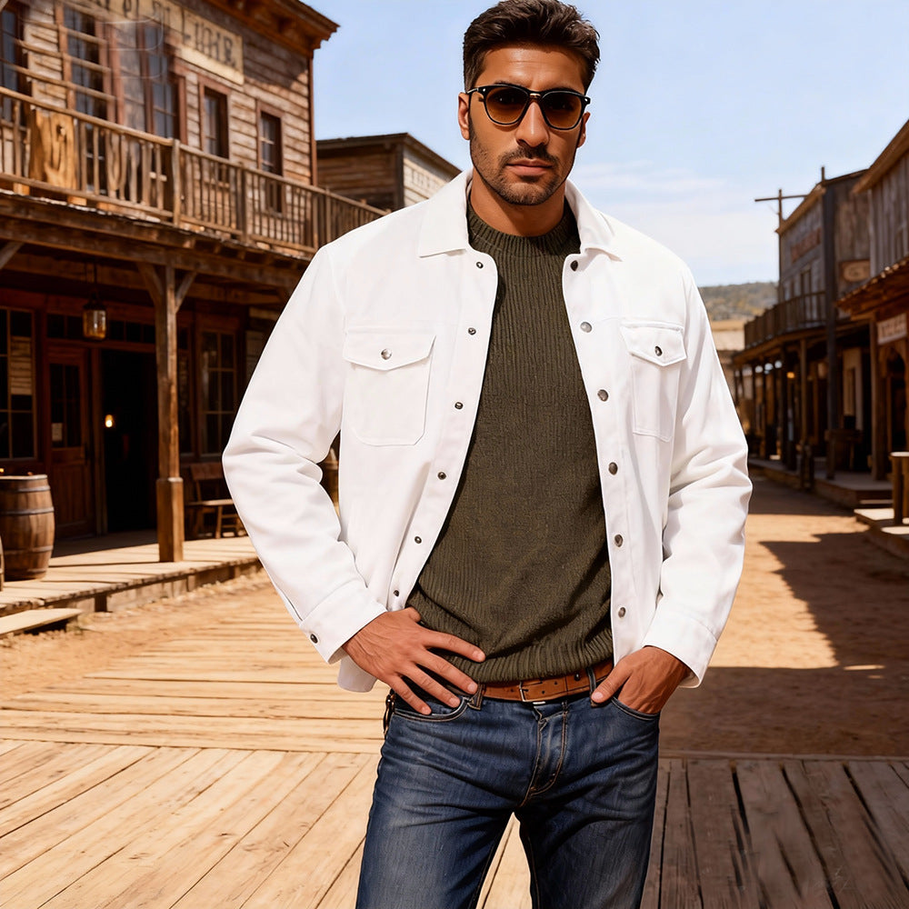 Herren Kordhemdjacke im Westernstil mit aufgesetzten Brusttaschen Nord Taschen