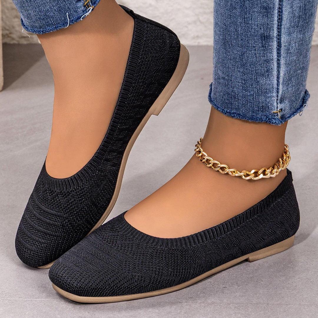 Damen Bequeme Ballerinas aus elastischem Strickmaterial mit flexibler Sohle