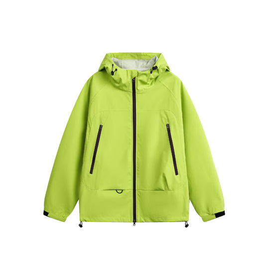 Damen Wasserdichte Softshell‑Regenjacke mit Kapuze, verstellbarem Saum und kontrastierenden Reißverschlüssen Nord Taschen