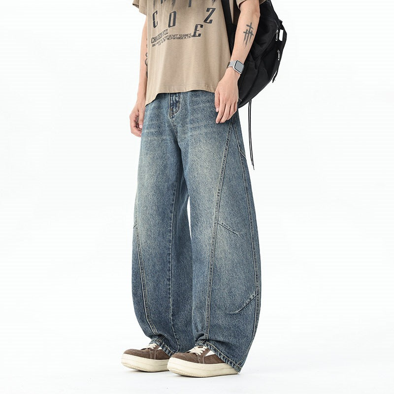 Herren Extraweite Baggy-Jeans mit tiefem Schritt und markanten Kontrastnähten Nord Taschen