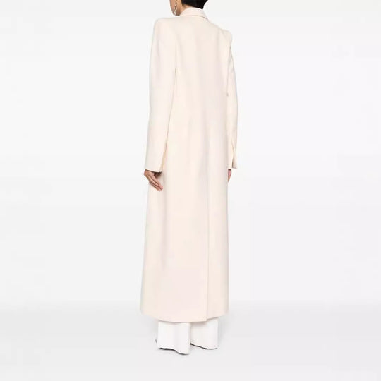 Damen Longline Wollmantel mit Ein-Knopf-Verschluss und tailliertem Revers Nord Taschen
