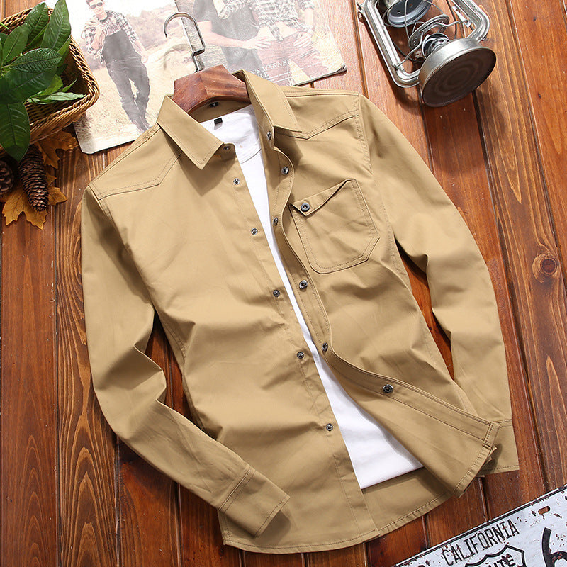 Herren Canvas-Overshirt im Worker‑Look mit Brustpattentasche und Western‑Nahtführung Nord Taschen