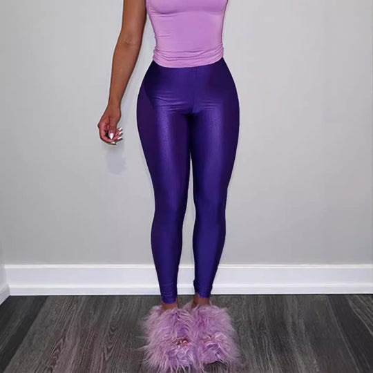 Damen Hochwertige Shiny Leggings mit hohem Bund und perfekter Passform - Arvani