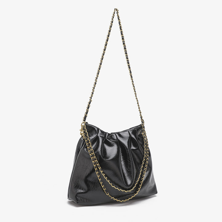 Damen Umhängetasche mit elegantem Plissee-Design und schimmerndem Kettenriemen Nord Taschen