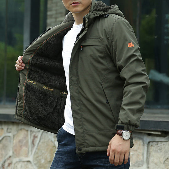 Herren Leichte Kapuzen-Fieldjacke im Urban-Utility-Stil mit Reißverschluss und Multifunktionstaschen Nord Taschen