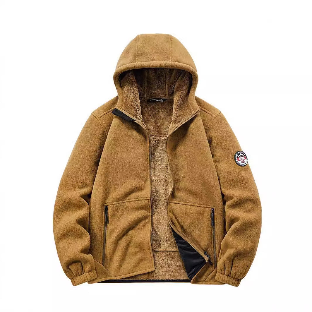 Herren Isolierte Fleece-Hoodiejacke mit Sherpa-Innenfutter und Zwei-Wege-Reißverschluss Nord Taschen