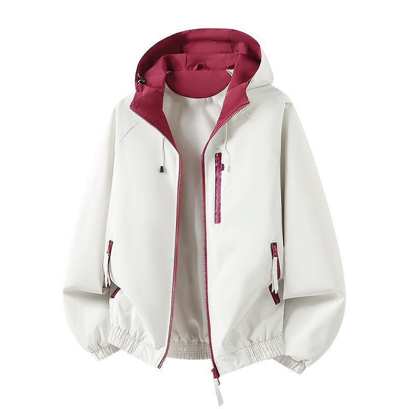 Damen Leichte Kapuzen‑Shelljacke im Urban‑Look mit kontrastfarbenem Futter, Reißverschlusstaschen und elastischem Bund Nord Taschen