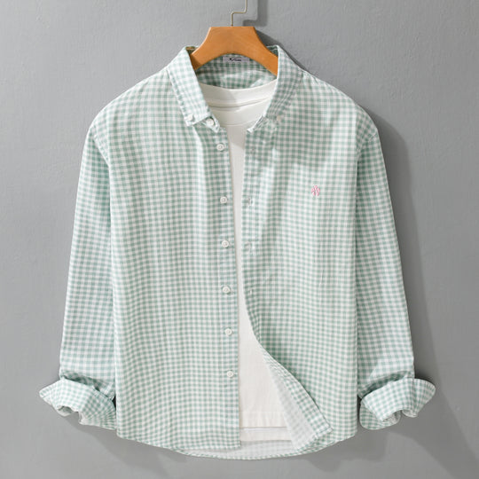 Herren Kariertes Baumwollhemd mit Button-Down-Kragen und relaxed Fit Nord Taschen