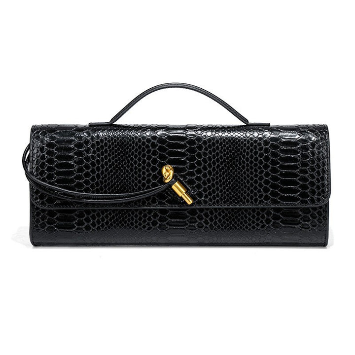 Damen Clutch mit schimmerndem Schlangenhautmuster Nord Taschen
