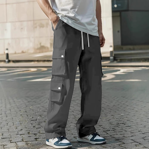 Herren Locker sitzende Cargo-Hose mit mehreren Klapp- und Utility-Taschen & Kordelzugbund Nord Taschen