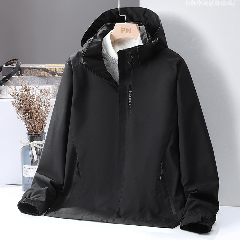 Herren Leichte wasserabweisende Kapuzen‑Shelljacke mit winddichter Membran und verdecktem Reißverschluss Nord Taschen