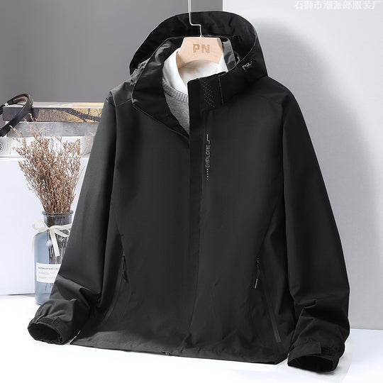 Herren Leichte wasserabweisende Kapuzen‑Shelljacke mit winddichter Membran und verdecktem Reißverschluss Nord Taschen