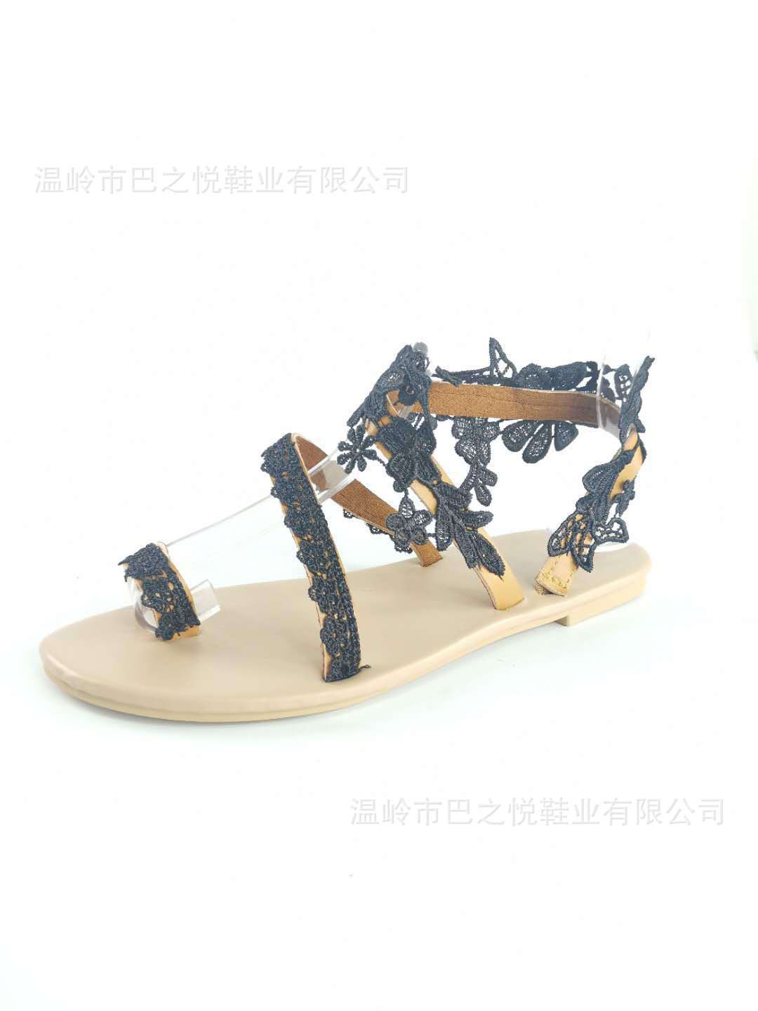 Damen Sommerliche Riemensandalen mit floralen Spitze