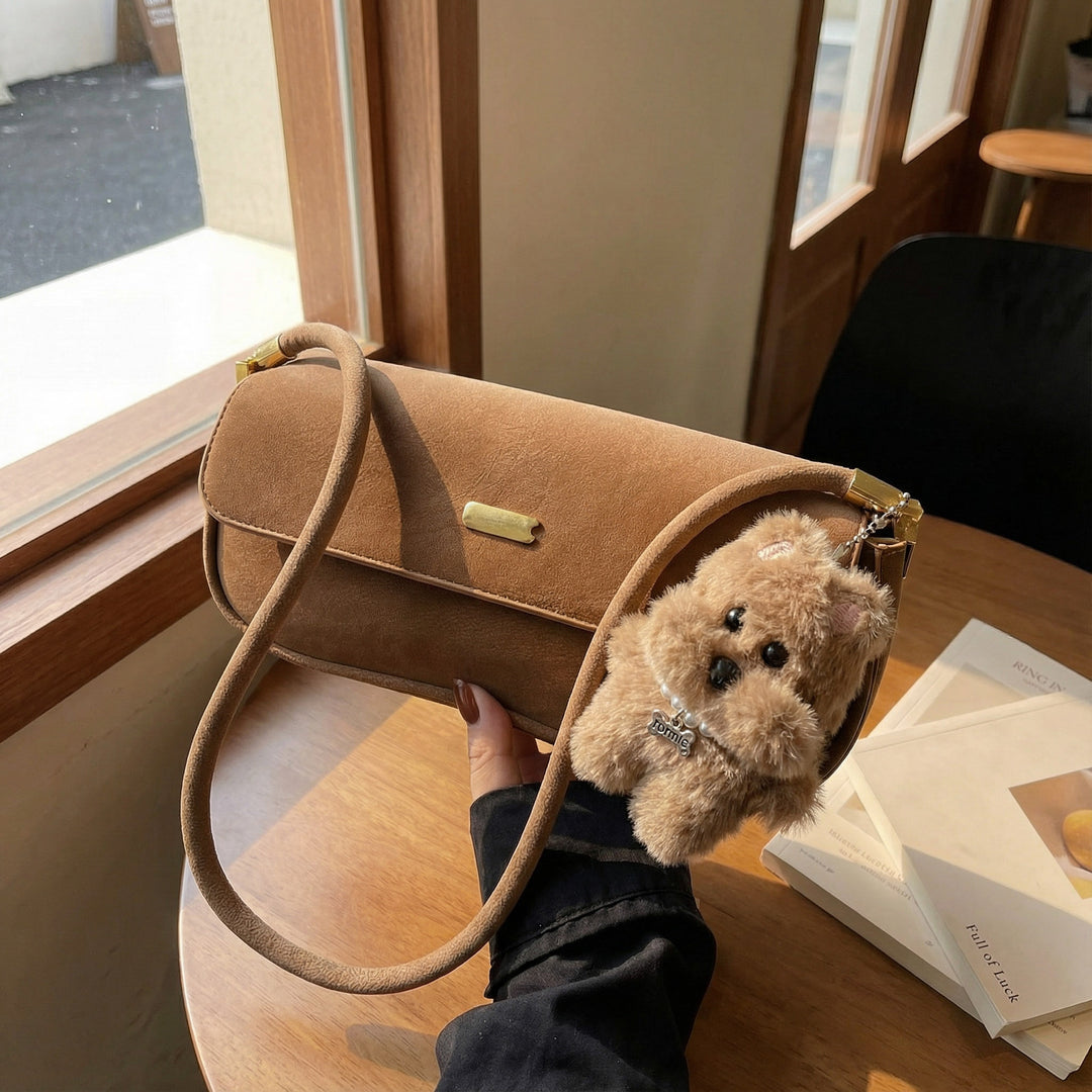 Damen elegante Umhängetasche mit charmantem Teddy-Anhänger Nord Taschen